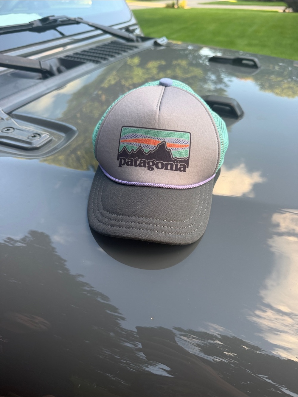 Patagonia  Teal, Gray & Purple Logo Trucker Hat